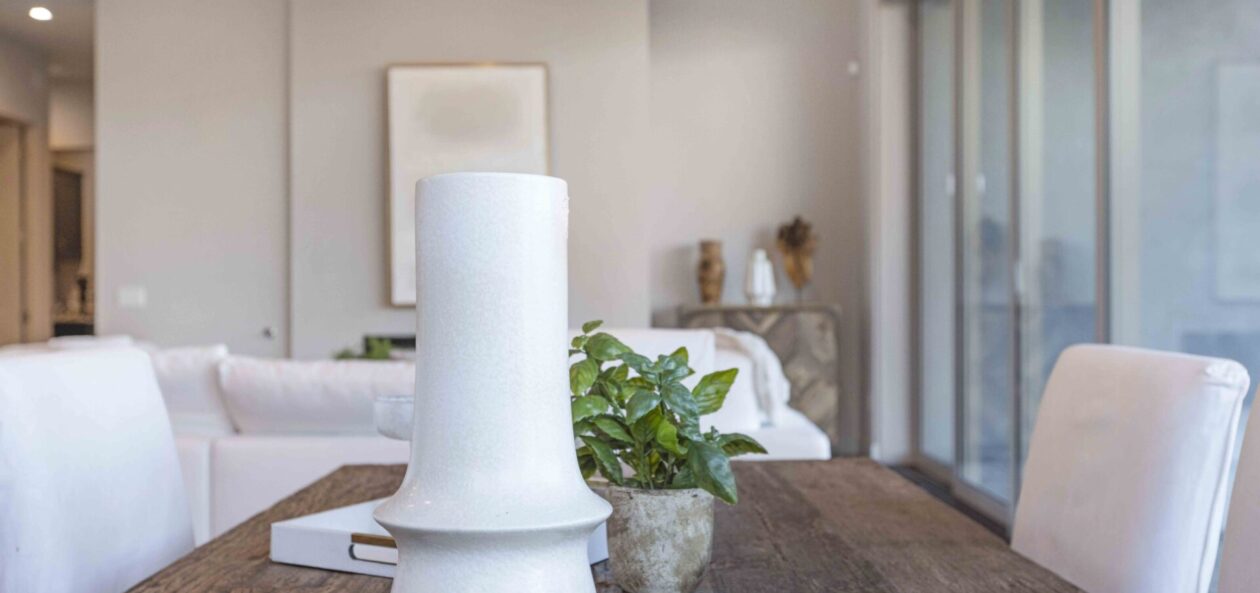 Energy efficient dining room featuring natural sunlight