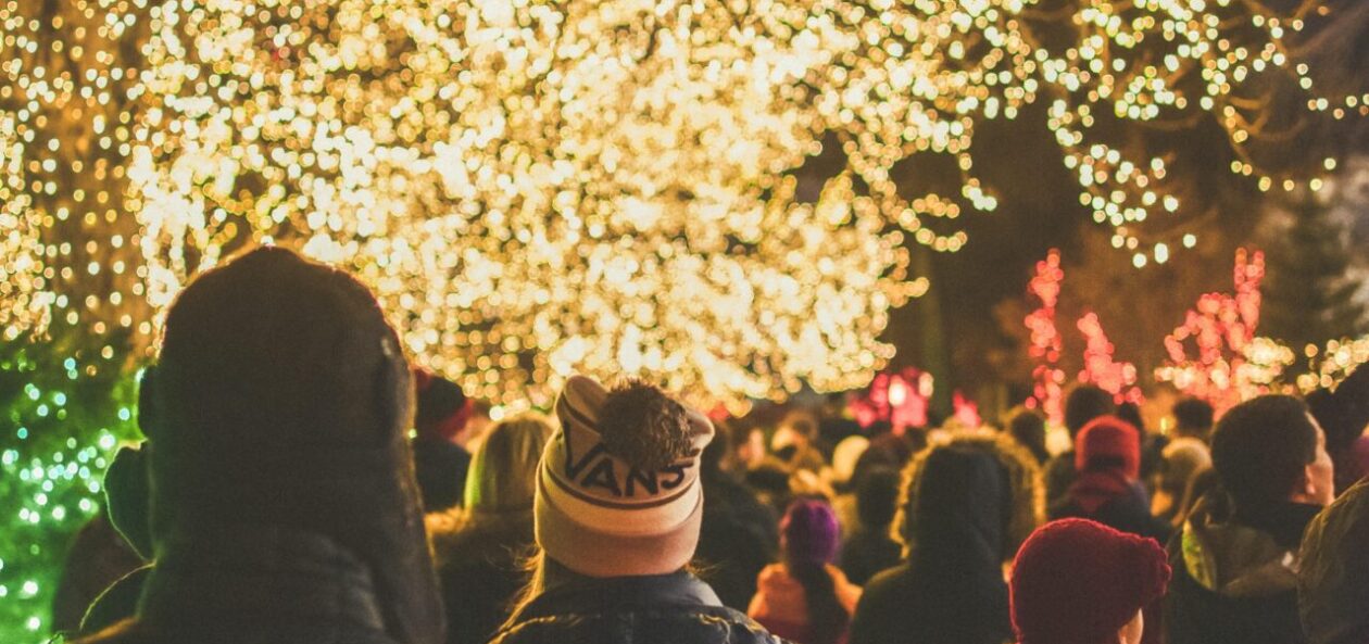 people looking at lights